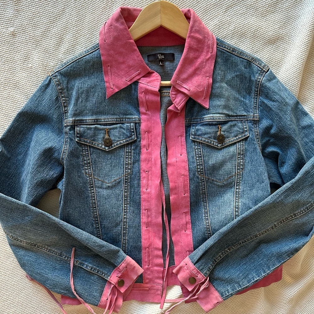 Vintage Pink and Blue Denim Barn Jacket
